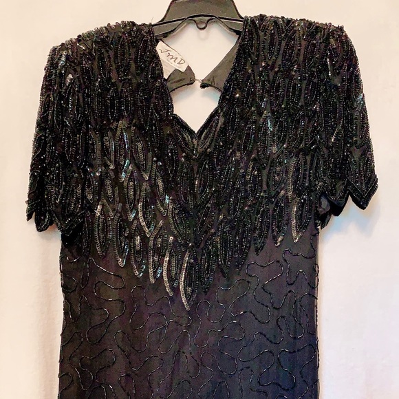 Silk Black Dress with Sequins - Picture 2 of 2